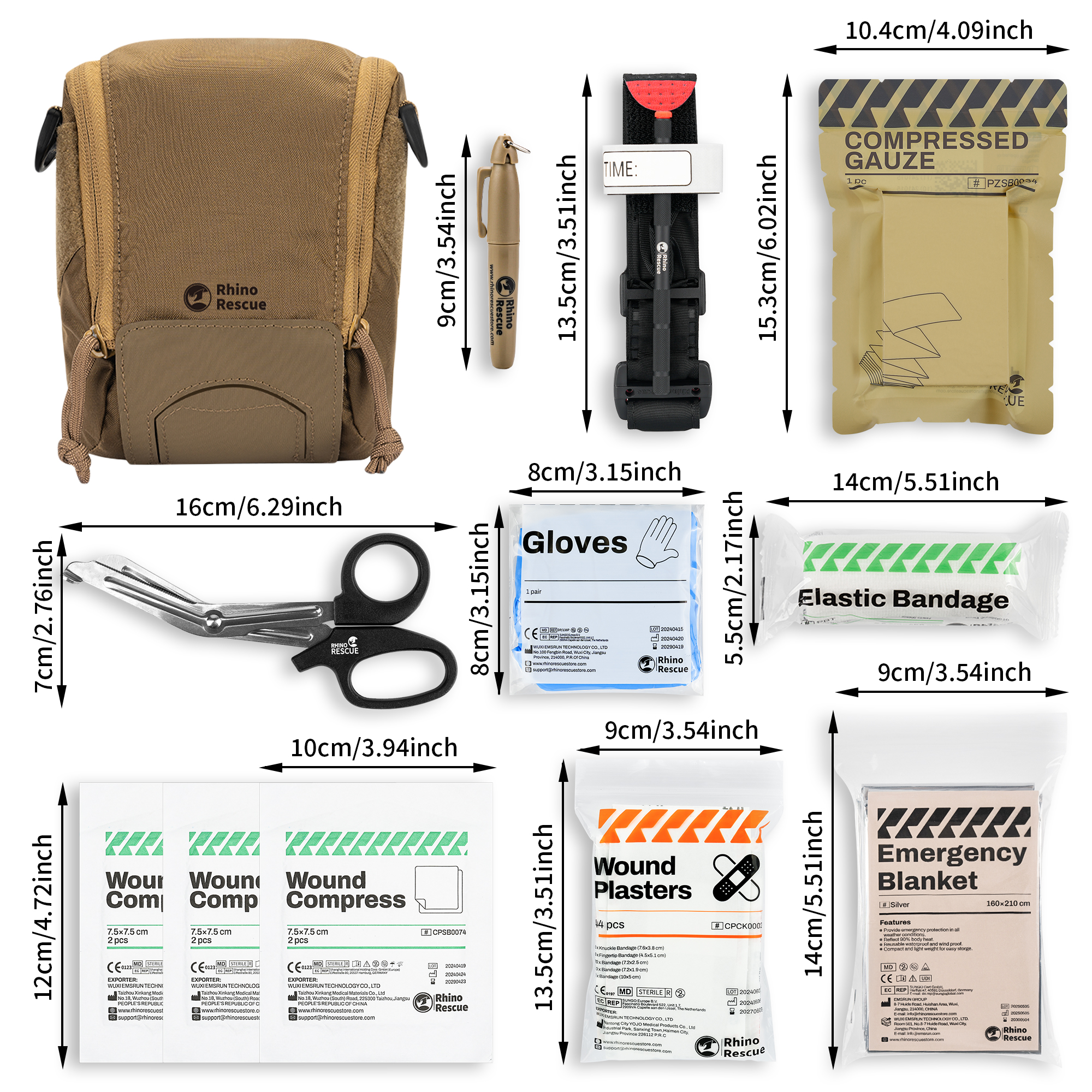 Тактический комплект RHINO RESCUE MOLE IFAK |   Жгут, прессованная марля |   MOLLE-совместим с EMS, Survival & Range
