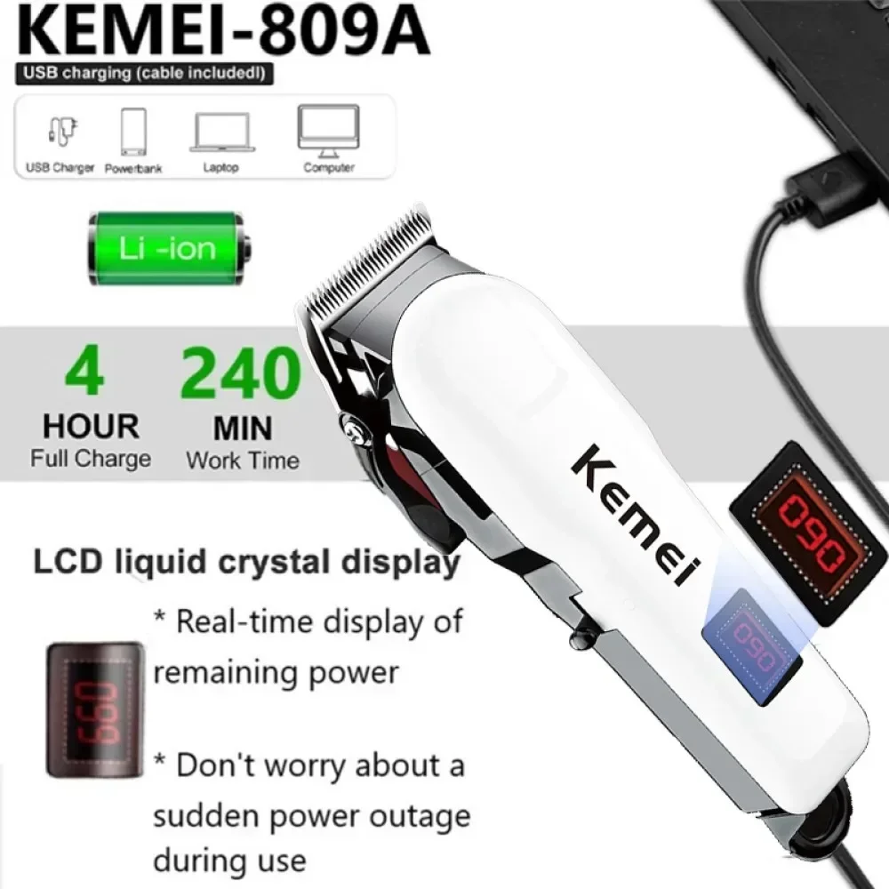 男性用ワイヤレス電気バリカン,プロ用バリカン,充電式理髪店,809A