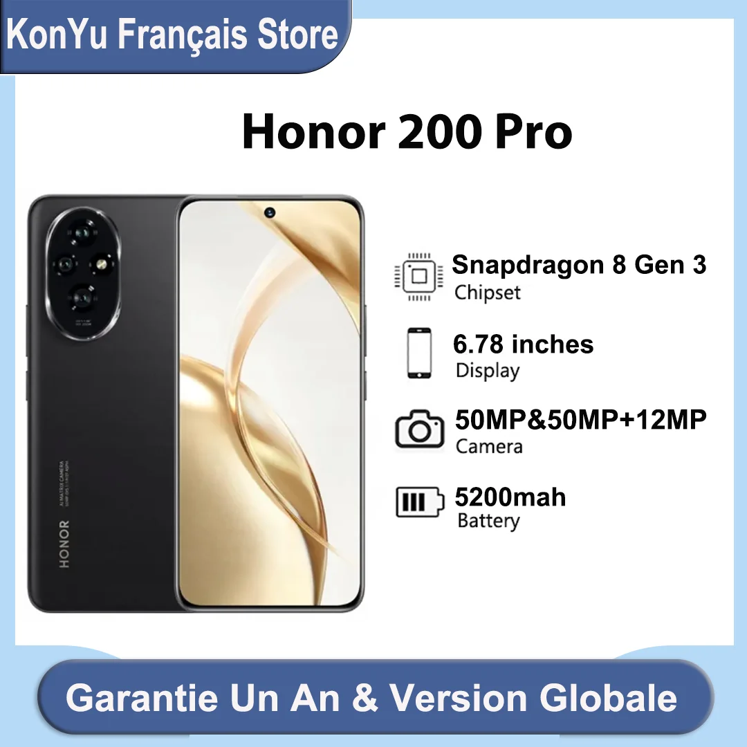 2024 versión Global HONOR 200 Pro Snapdragon 8s Gen 3 5G Smartphone 6,78 ''120Hz pantalla AMOLED compatible con HONOR 100W SuperCharge