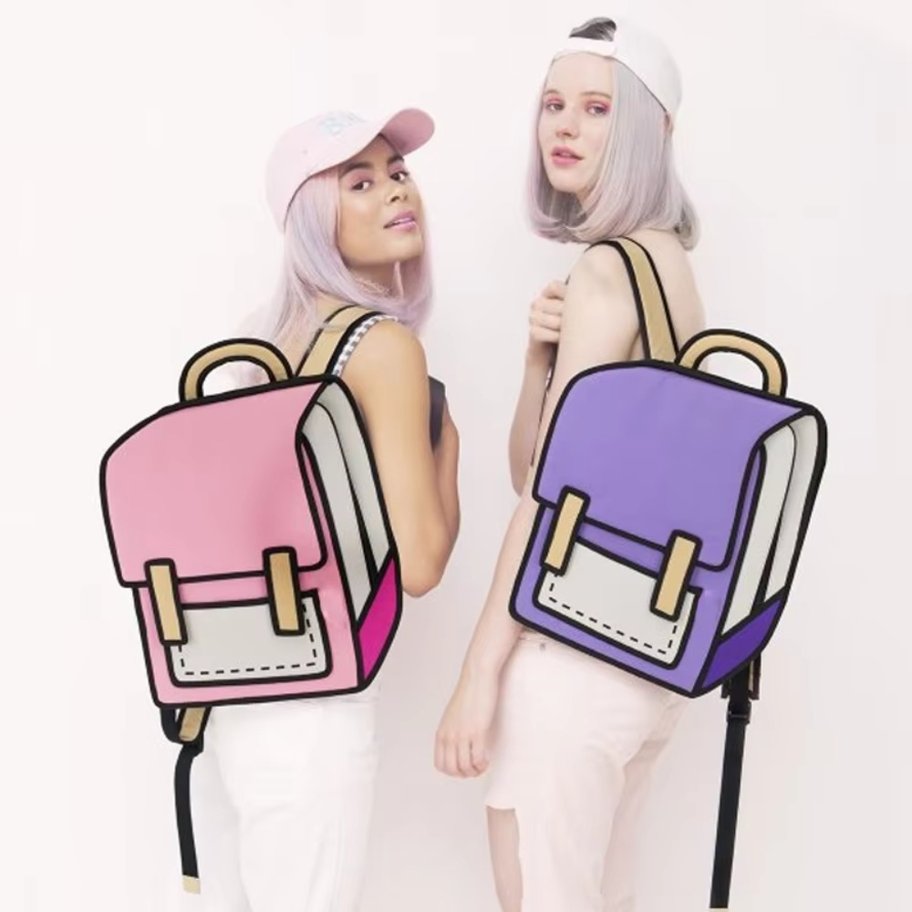 Plecak damski 3D Jump Style 2D Drawing Cartoon Back Bag Comic Messenger Tote Fashion Cute Student Bags Unisex Knapsack Bolos