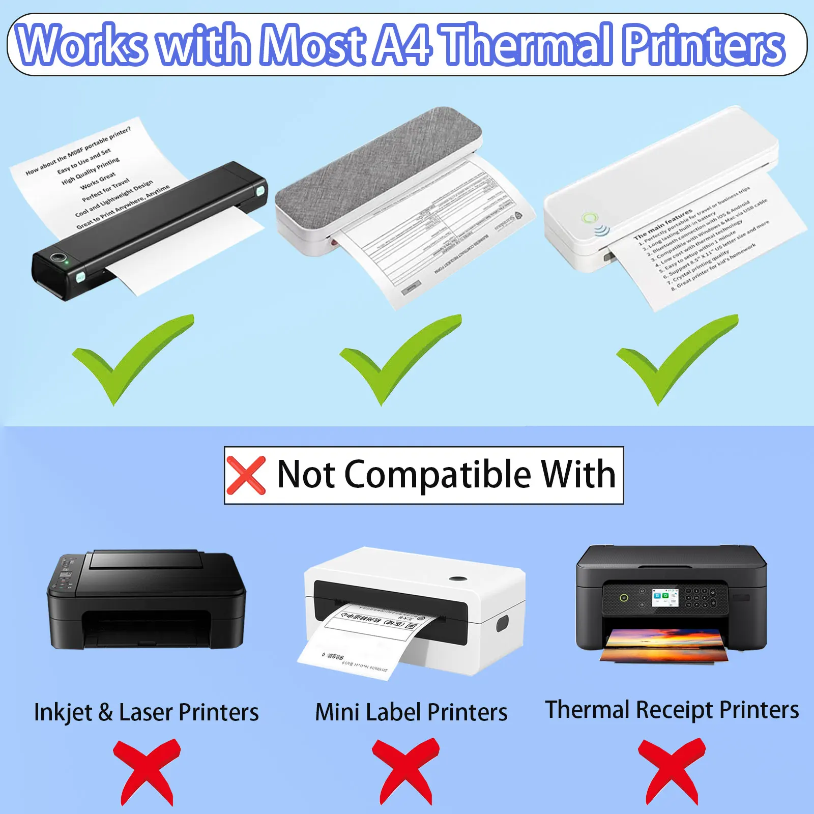 100 Sheets A4 Thermal Paper, Foldable for Portable Printers, Ideal for Office, Home, And School Use