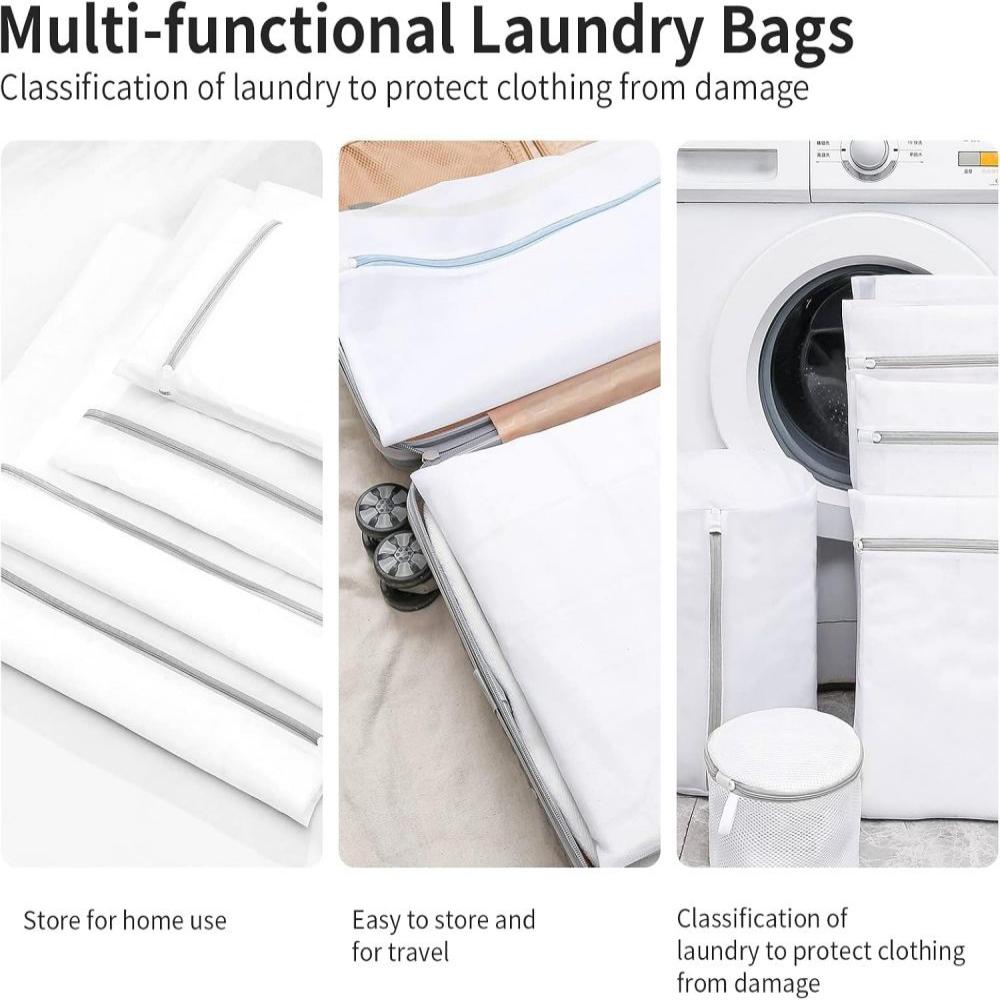 Clearance_2Pcs White Honeycomb Mesh Laundry Bags For Delicates Net Fabric Durable And Reusable Delicate Wash Bag, Fine Mesh Laun