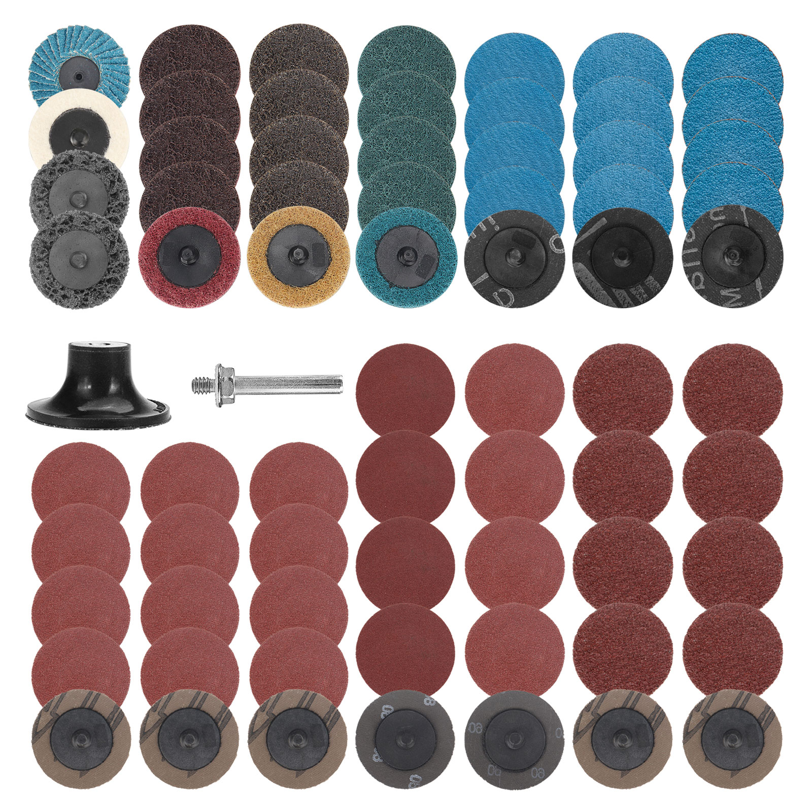 70Pcs/Set 2"R-Type Quick Change Disc 50mm Sanding Disc Roll Lock Surface Conditioning Disc for Metal Rust Removal Wood Deburring