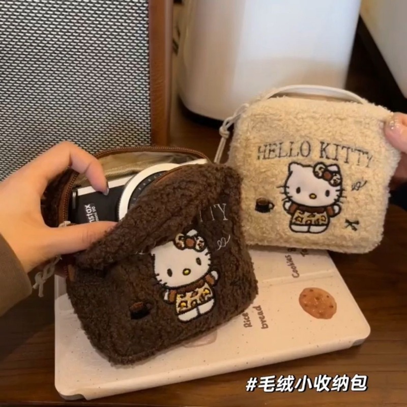 HelloKitty pluche polaroid schattig draagbaar borduurwerk grote capaciteit make-up tas opslag hoge schoonheid toilettas