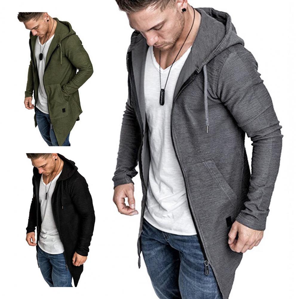Popular Cardigan Coat Male Solid Color Autumn Winter Slim Pure Color Jacket  Men Coat Windproof