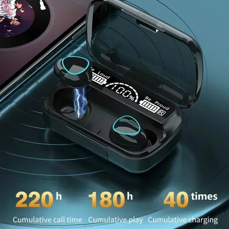 Nuevos auriculares TWS Bluetooth, auriculares manos libres con pantalla LED, auriculares inalámbricos de música estéreo HiFi para todos los teléfonos inteligentes