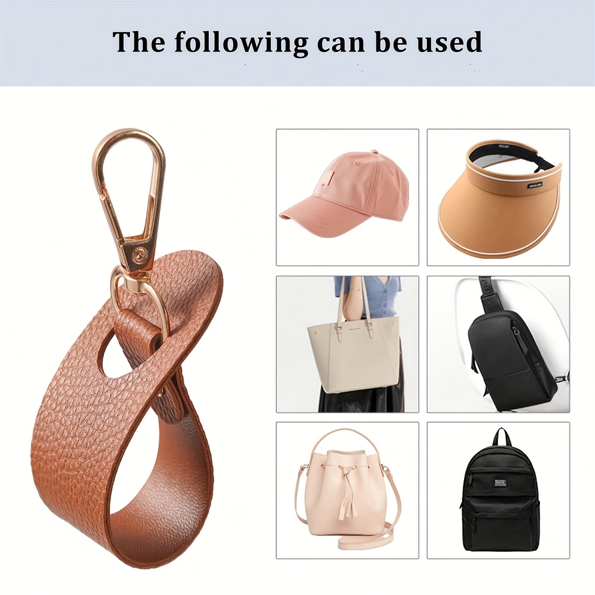 Pu Leather Handbag Hook, Prevent Hat Loss. Space-Saving Sun Hat Storage Clip, Perfect For Outdoor Activities.