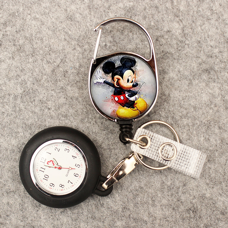 Doutor dos desenhos animados azul mouse enfermeira estilo relógio de bolso multifuncional retrátil e com clipe para homem e mulher