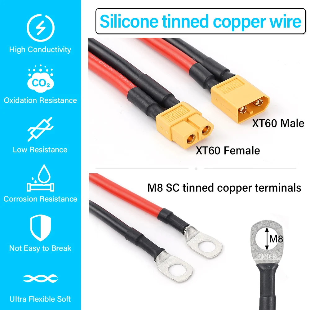 XT60 naar O Ring Oogje batterij terminals Plug Connector Kabel 10AWG RC ESC Oplader Side Power voor RC Lipo Batterij FPV Racing