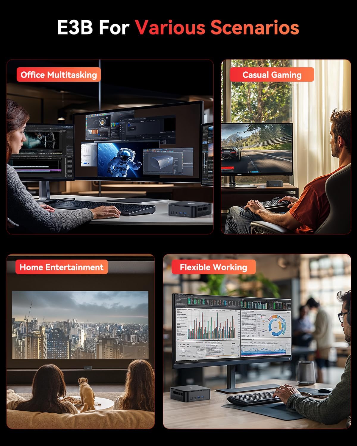Mini Gaming PC, 16GB 512GB SSD Mini PC AMD 7430U Micro Desktop Computers Small Computer Support WiFi 6, BT5.2, Triple Display fo