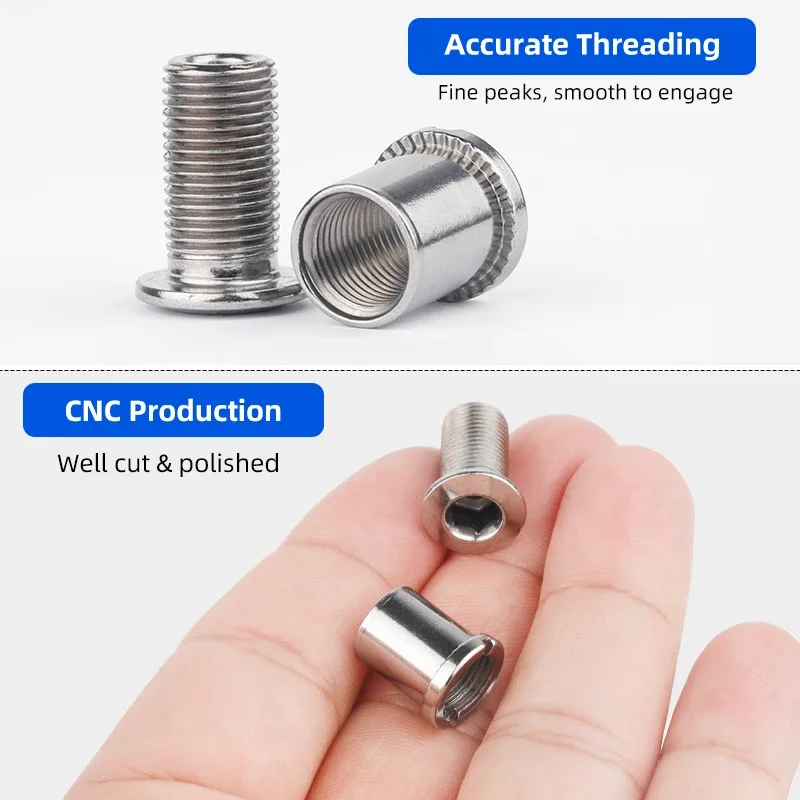 Deemount M8 Threaded Bolts for Single Double Triple Bicycle Chainring 6.5/8.5mm Height MTB Road Crankset Fixing Nuts