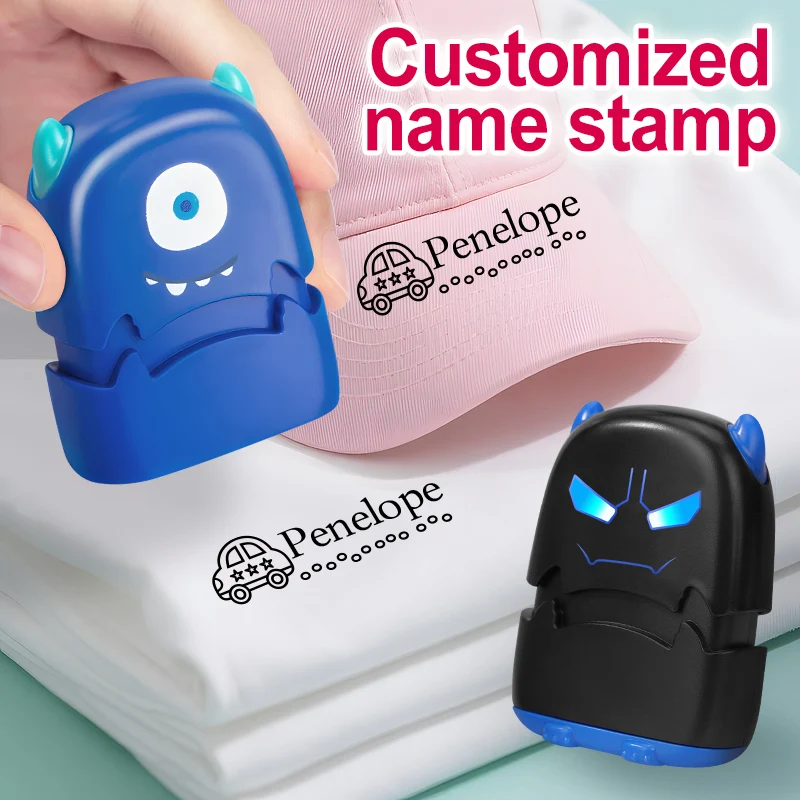 Carimbo de nome infantil personalizado – tinta à prova d'água personalizada para etiquetas de roupas, livros e artesanato, brinquedos, para material escolar