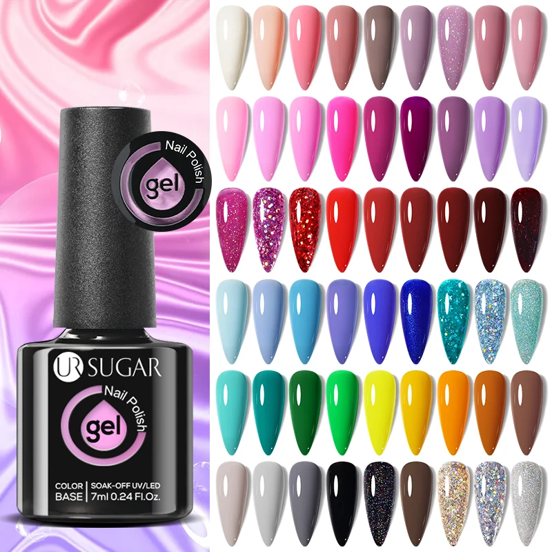UR SUGAR-esmalte de uñas de Gel de Color, botella de vidrio de 7ml, barniz semipermanente para remojar, barnices LED UV para manicura, suministros para decoración de uñas