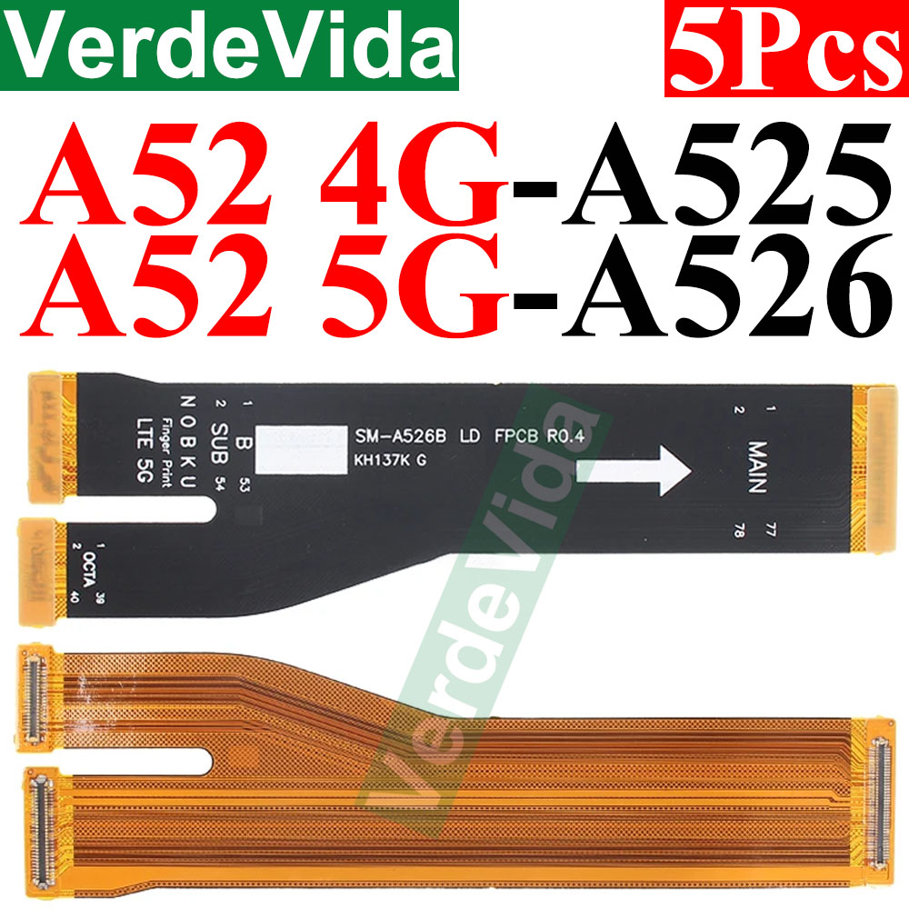 5 uds placa base principal conector placa cinta Cable flexible para Samsung A33 A53 A15 A25 A35 A55 A24 A34 A54 A22 A32 A52 A72 Cable