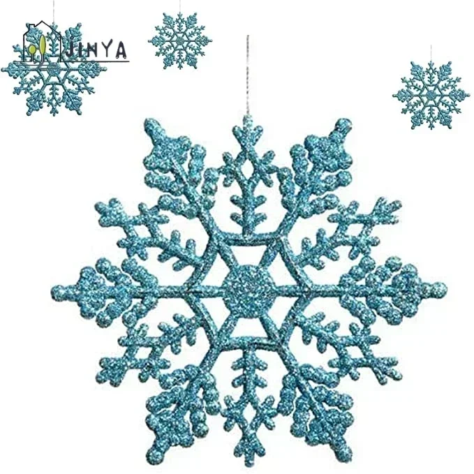 Gói 24/12/6 Miếng Bông Tuyết Cho Cây Trang Trí Giáng Sinh Màu Xanh Hoa Tuyết Tươi Sáng Bột Mùa Đông Năm Mới Treo trang Trí