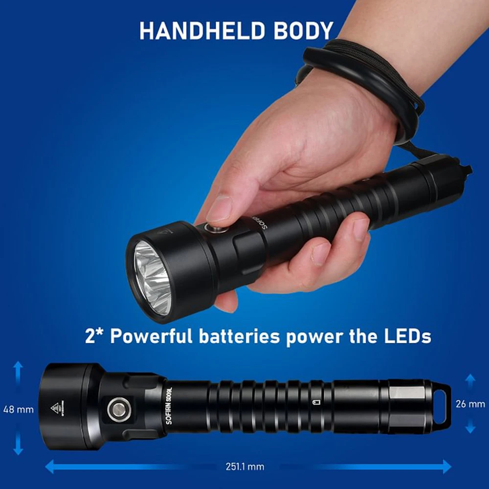 Nueva linterna LED Sofirn SD09L 6800lm 21700 USB recargable bajo el agua antorcha impermeable SST40 luz de buceo