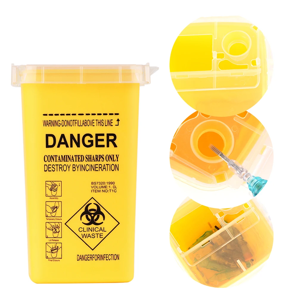 3-kleuren Sharps Container Medische Naalden Bin Biohazard Tattoo Piercing Naalden Verwijdering Verzameldoos Tattoo Artist Afval Box