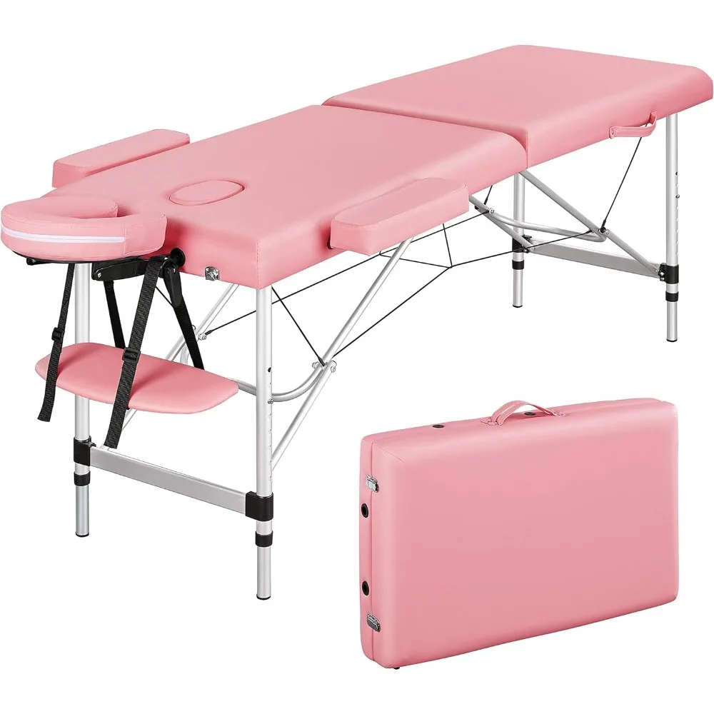 Massage Tables Portable Spa Bed Aluminum Facial Tattoo Bed Lash Bed for Eyelash Extensions Pink