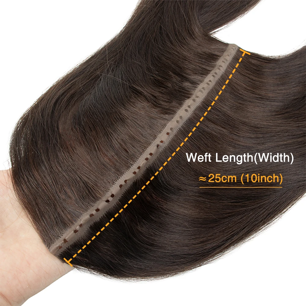 Fita pu plana com buraco invisível, cabelo humano, abas duplas, 25cm de comprimento, trama pu, cabelo humano real, sem cola, aplicação de microlink, 40-50g