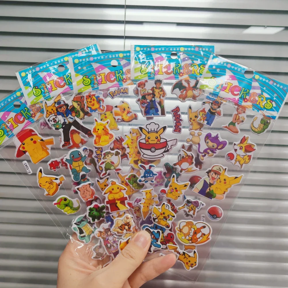 สติกเกอร์โปเกมอนน่ารัก 12 แผ่น สติกเกอร์ 3 มิติ ลายปิกาจู ของเล่นเด็ก การ์ตูน สติกเกอร์แบบนูน ของรางวัล ของขวัญ