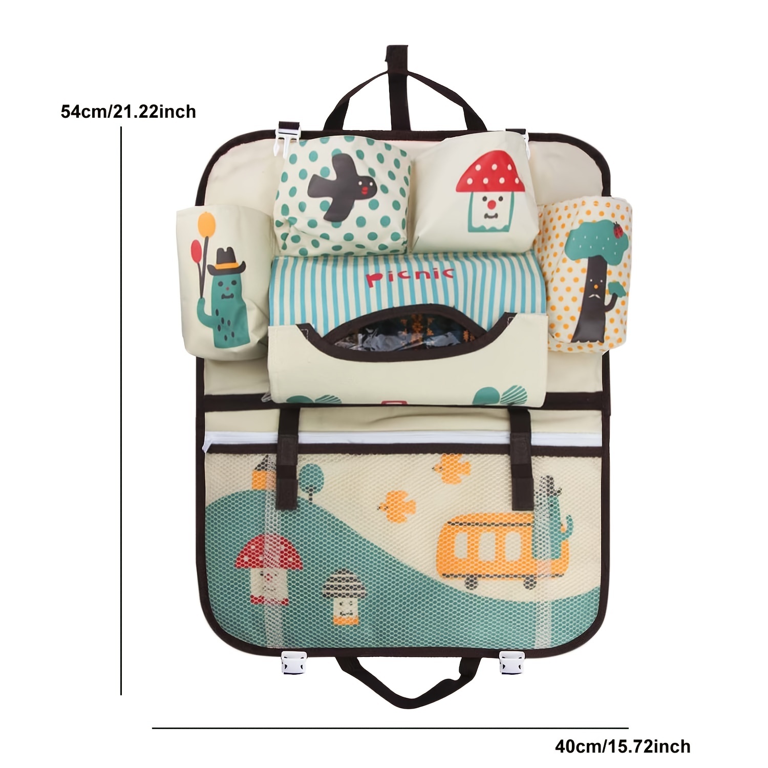 Bolsa de almacenamiento para asiento trasero de coche de bebé de dibujos animados, bolsa colgante multifuncional de gran capacidad, organizador de asiento de coche para niños, caja de viaje para niños pequeños