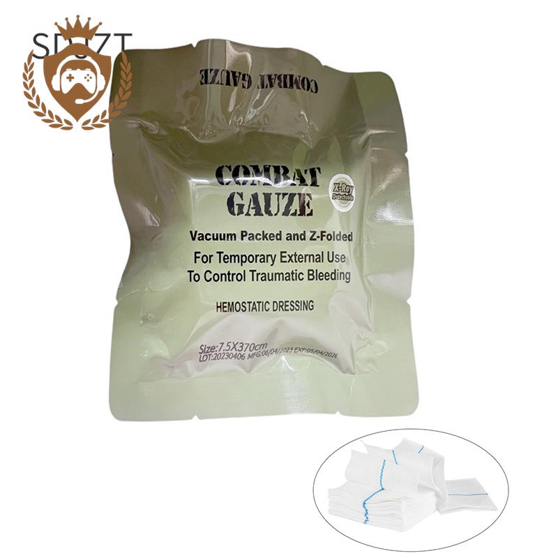 Gaze de caulim hemostática combate trauma de emergência z-fold solúvel para ifak tático militar kit de primeiros socorros curativo médico