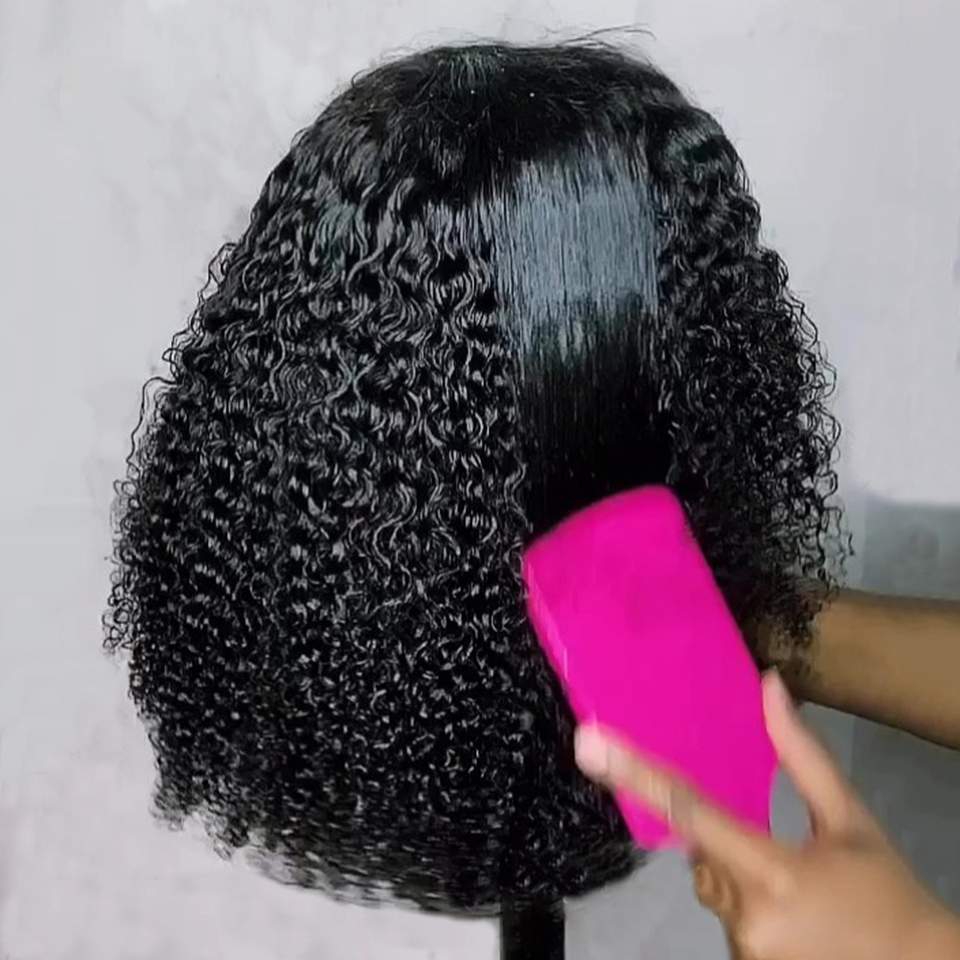 ดิบอินเดียBobวิกผมJerry Curly Waveผมมนุษย์ธรรมชาติGluelessวิกผม 13X6 HDลูกไม้ด้านหน้าพม่าCurlyวิกผมลูกไม้ด้านหน้าด้านหน้า