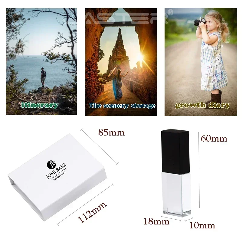 JASTER Pha Lê USB 2.0 4GB 8GB 16GB 32GB 64GB Cưới Quà Tặng Đèn LED Trên 10 chiếc Giá Rẻ Logo Camera Bút 100% Dung Lượng Thật