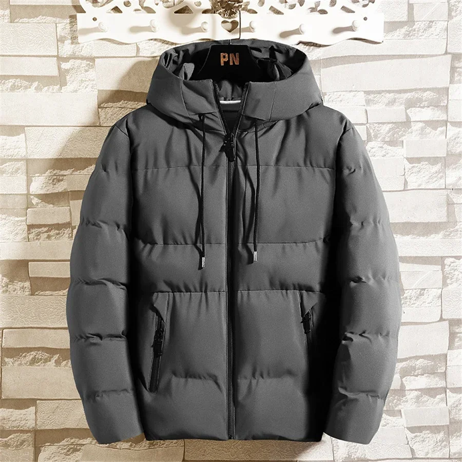 Inverno jaqueta masculina outono quente moda engrossado algodão acolchoado jaquetas com capuz casacos casuais masculino à prova de vento plus size sólido outwear