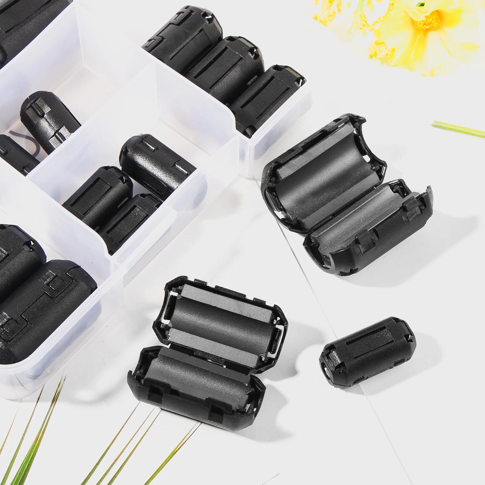 15pcs Clip-On NOISE FILTER,Ferrite Core Choke แหวน RFI EMI NOISE Suppressor สายคลิป 3.5-13 มม.