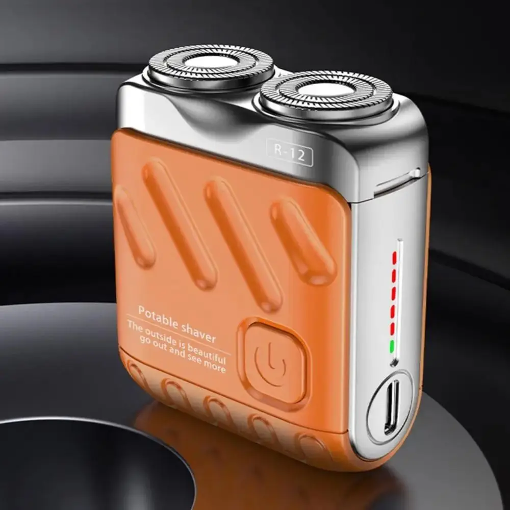 Mini Afeitadora eléctrica para hombre, maquinilla de afeitar giratoria portátil magnética de doble cabezal, 9000 revoluciones, afeitadora en seco y húmedo, recortadora de barba para papá