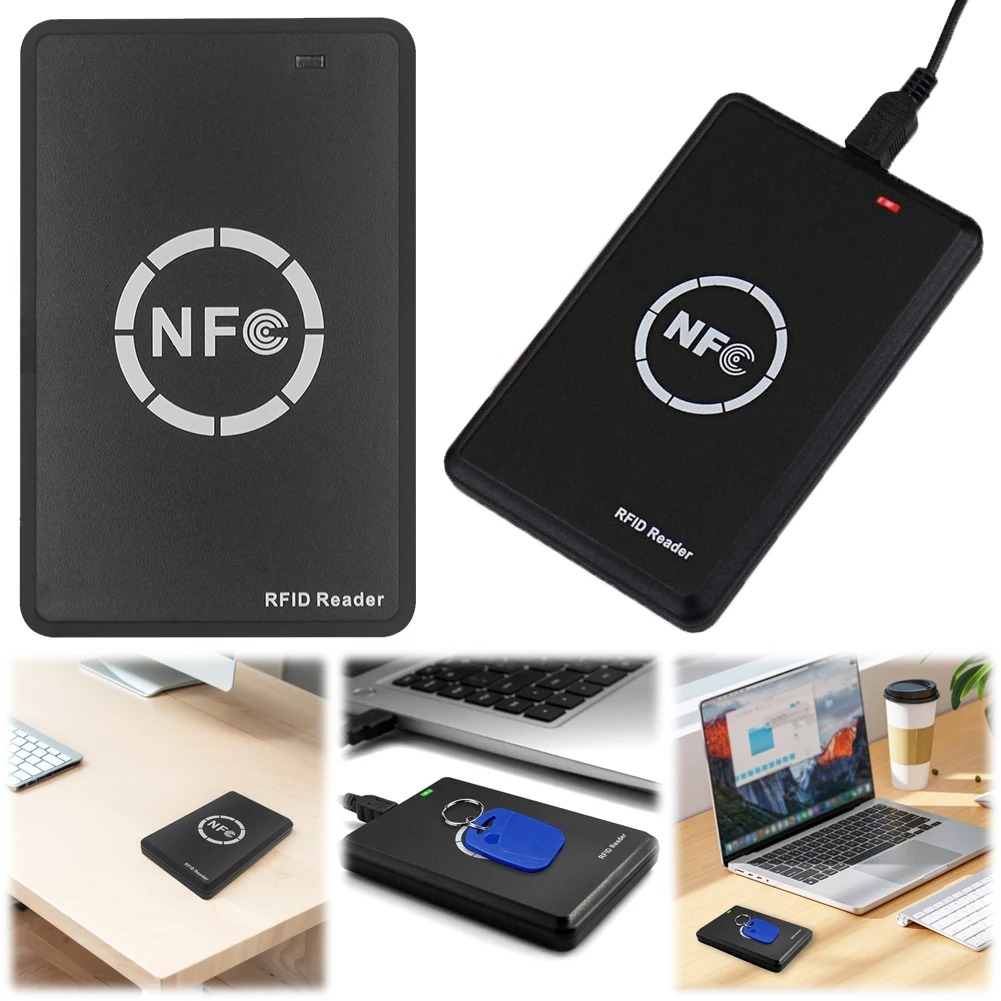Lector de tarjetas inteligentes NFC, escritor, 13,56 MHz, 125KHz, programador USB, fotocopiadora RFID, duplicadora de tarjetas, decodificador IC de identificación, sistema de acceso de puerta