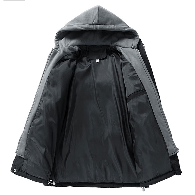 2025 masculino quente parkas casual algodão-acolchoado jaqueta de inverno na moda falso de duas peças com capuz pão algodão-acolchoado jaquetas casacos