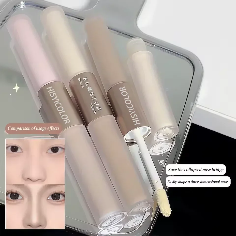 HISYI-rotulador resaltador líquido de doble punta, barra iluminadora y para contorno de la piel, contorno Natural, duradero, resistente al agua