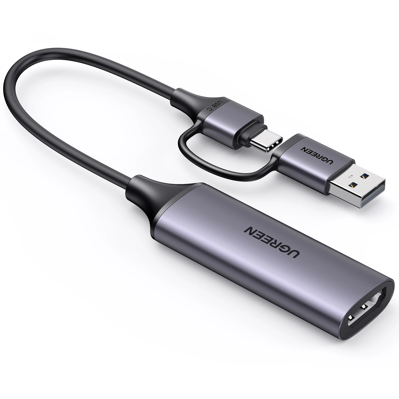 UGREEN HDMI-карта видеозахвата 1080P при 60 Гц HDMI-USB Type C Video Grabber Box для ПК Компьютерная камера Запись потоковой передачи в реальном времени