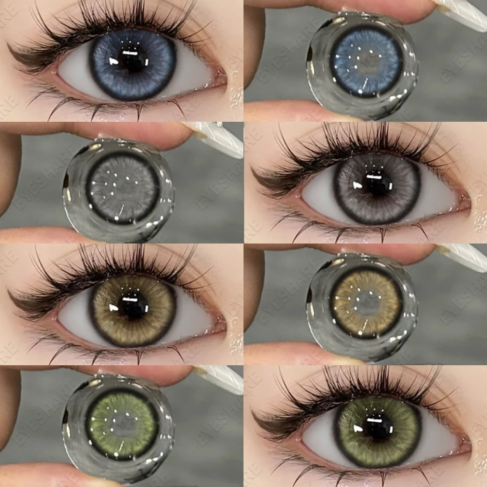 EYESHARE 1 คู่สีคอนแทคเลนส์สําหรับตาสีน้ําตาลธรรมชาติคอนแทคเลนส์ตาสีฟ้าเกาหลีสีเทารายชื่อสีเขียวนักเรียน