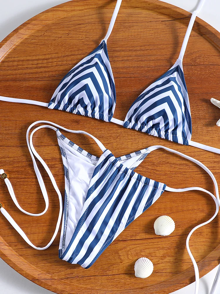 Patchwork Bikinis String Bikini ensemble volants côté maillots de bain femmes Sexy maillot de bain femme licou maillots de bain deux pièces maillots de bain