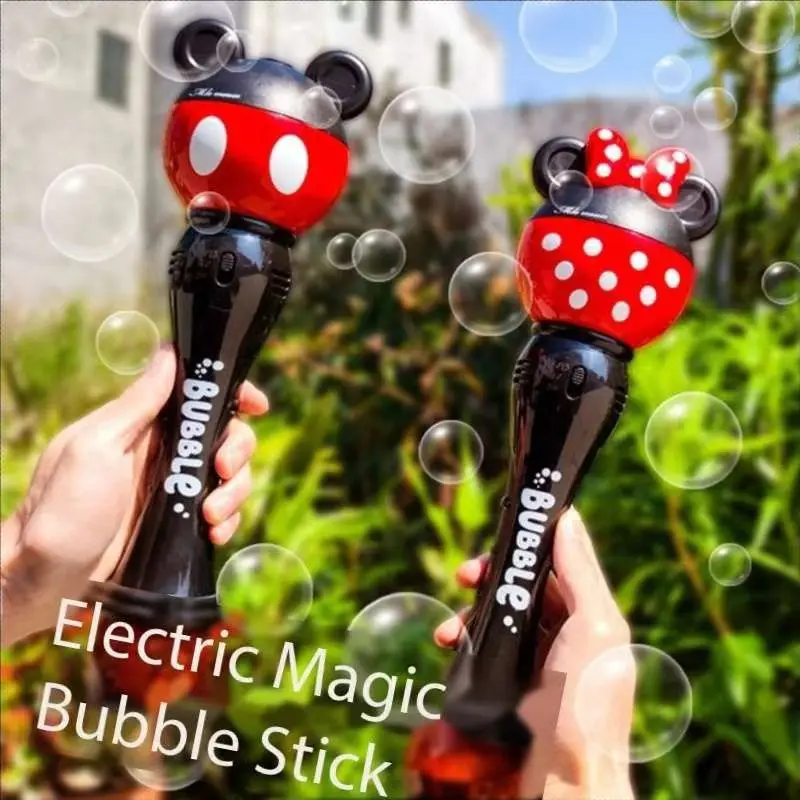 Mickey การ์ตูนใหม่ Bubble Machine เด็กชายและเด็กหญิง Magic Stick ของเล่นใหม่ Mickey Mouse Minnie ไฟฟ้าสบู่ Bubbles ของขวัญเด็ก
