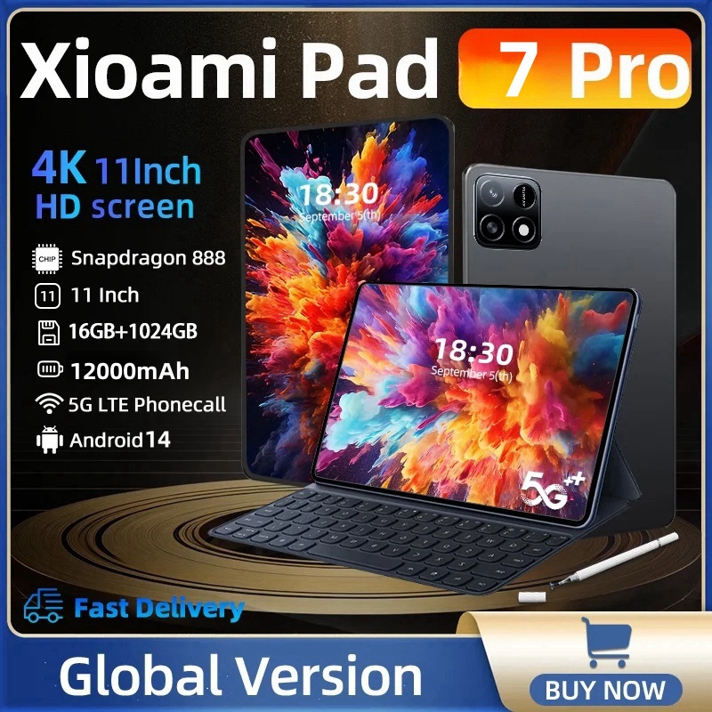 2024 グローバルバージョン Xioami Pad 7 Pro タブレット 11 インチ HD 4K Android 14 16GB + 1T 12000mAh 5G デュアル SIM Bluetooth WiFi GPS タブレット PC
