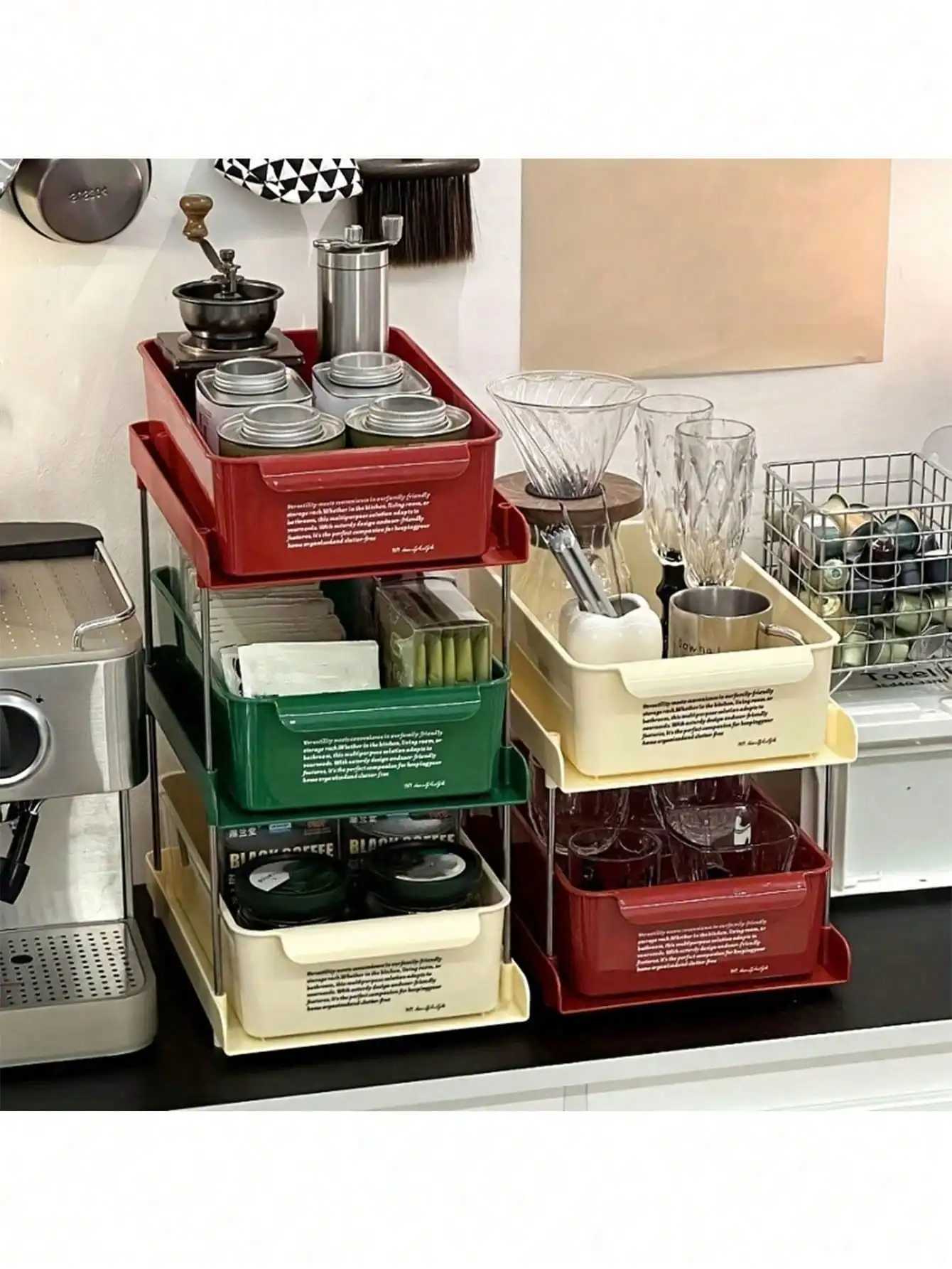 1pc multi camada cápsula de café rack armazenamento economia espaço chá adequado para escritório casa café chá saco organizador armazenamento