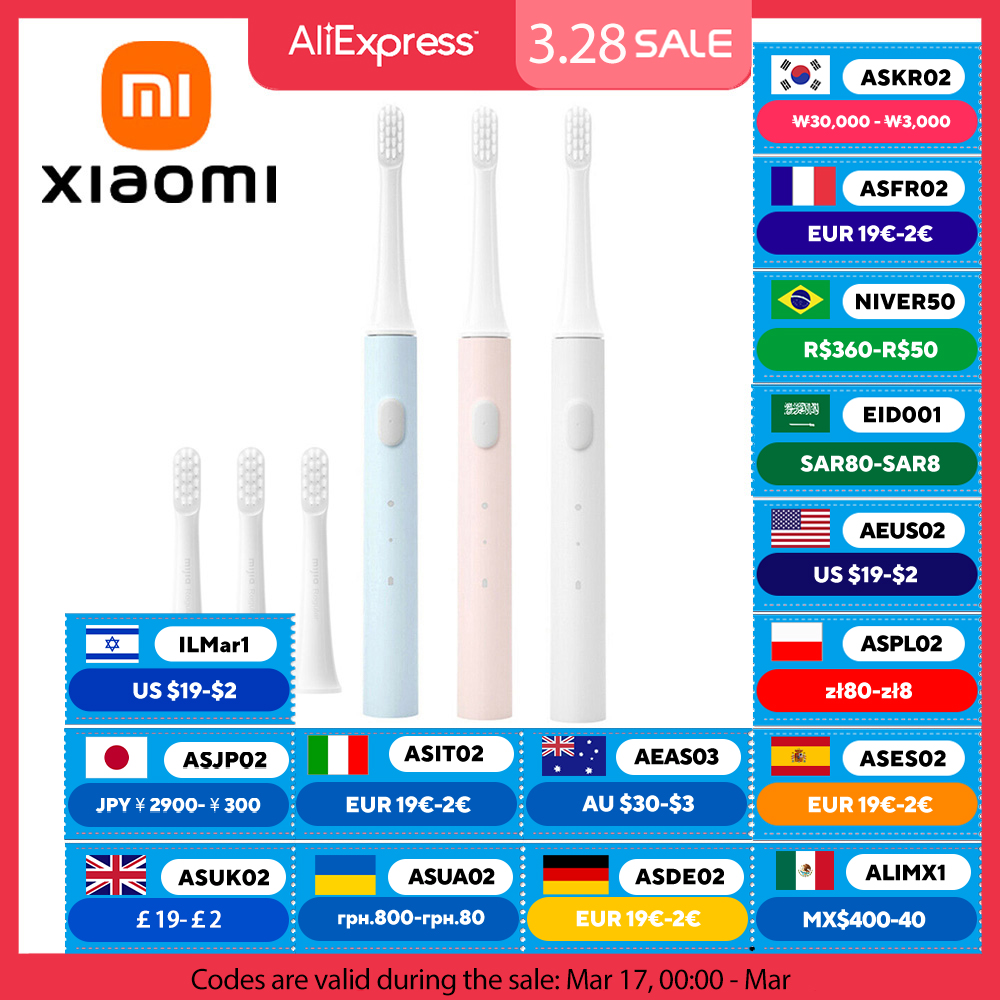 ワイヤレス電気歯ブラシXIAOMI-MIJIA t100,防水,充電式,USB,超音波,自動