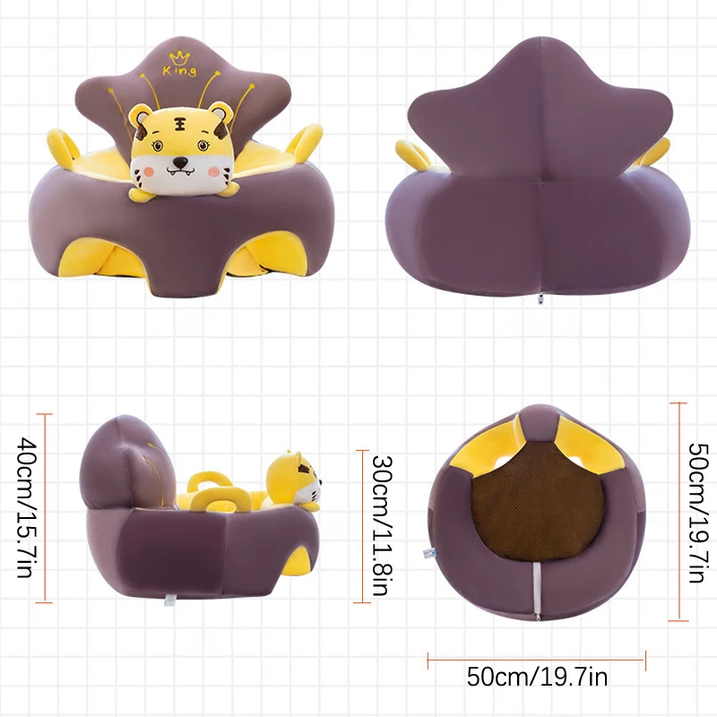 Baby Sofa Support Seat Cover Plush Chair Learn To Sit Comfortable Cartoon Toddler Nest Puff Wash (No Stuffing Cradle Only Cover)