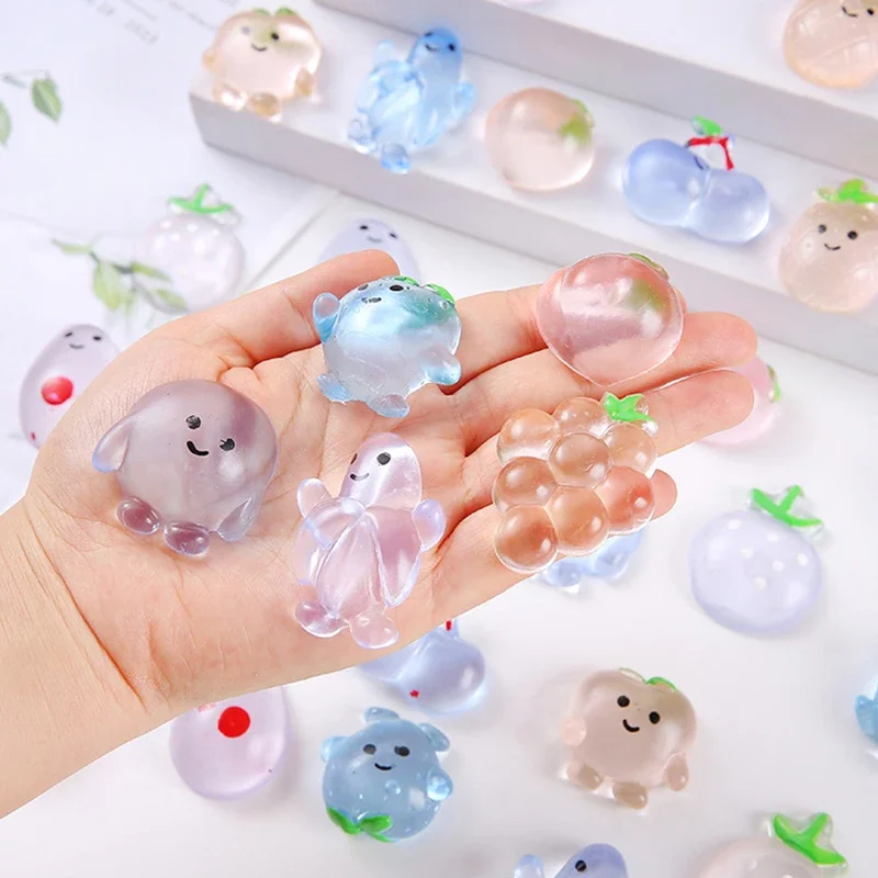 5/10 pçs mini frutas transparentes mochi mole alívio do estresse brinquedos para crianças festa de aniversário favores prêmios presentes dos convidados