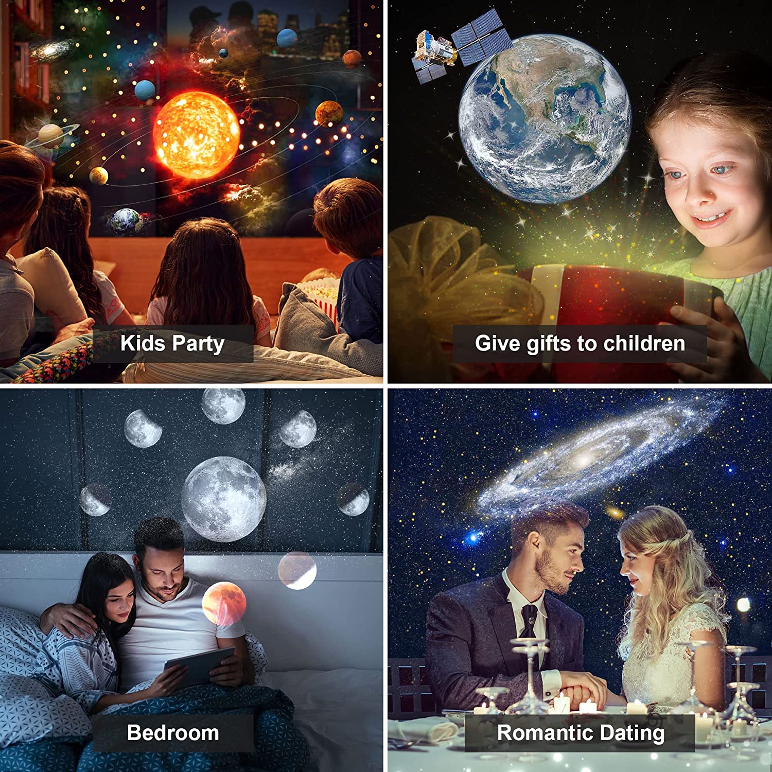 Mexllex HD Starry Sky Globe Galaxy Projection Night Light, White Planetarium LED Lamp for Bedroom Christmas Birthday Party Gift
