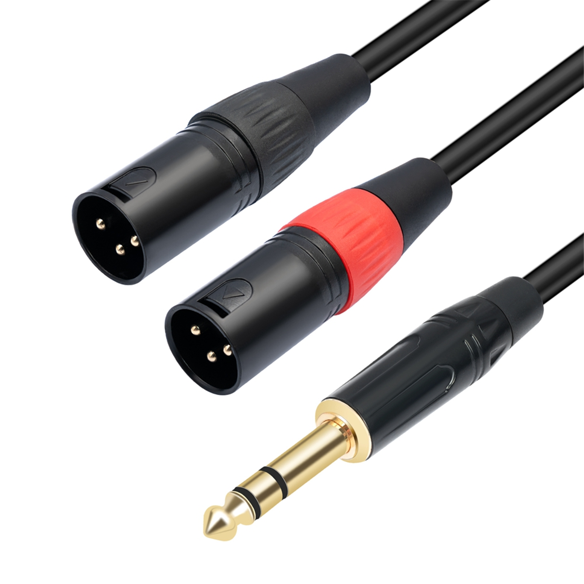 BABQ Jack 6,35 mm 1/4 TRS Estéreo a Doble XLR Macho Cable de Audio Cable de Extensión Y Cable de Audio Divisor 100 cm