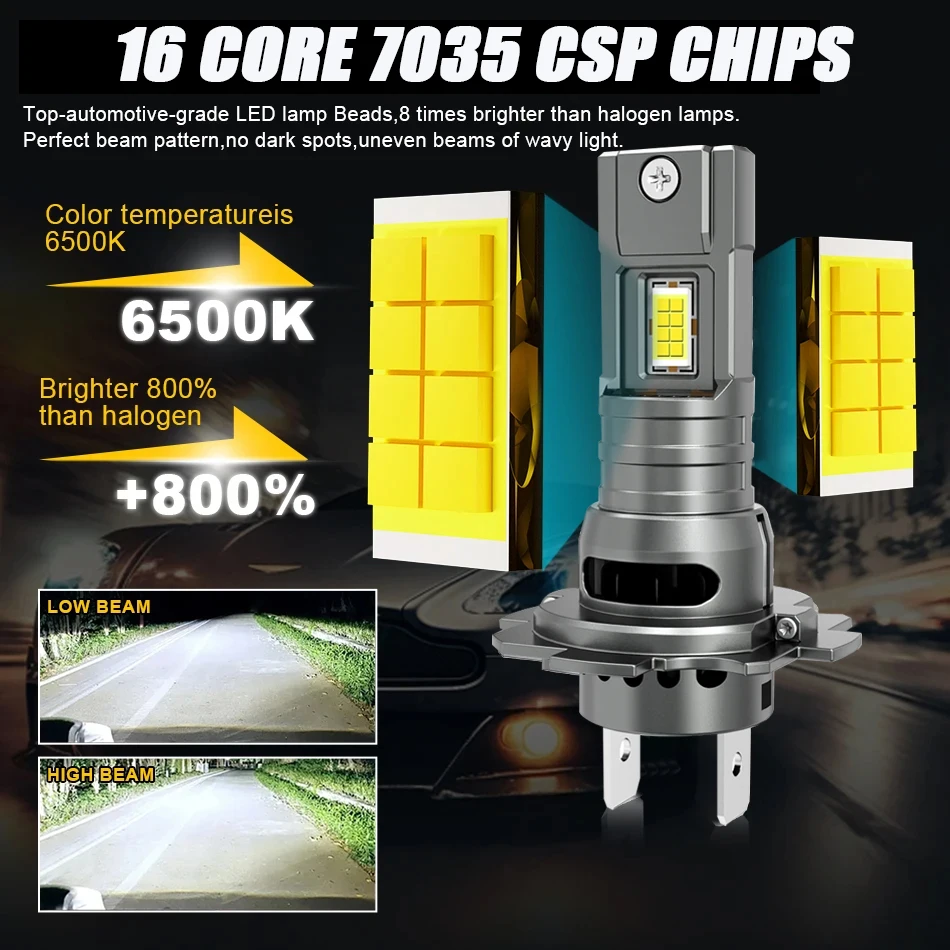 Faro LED H7 CANBUS 30000LM 7035 Chips CSP 1:1 tamaño MINI Plug and Play lámpara automática 6000K luz antiniebla Turbo inalámbrica con ventilador