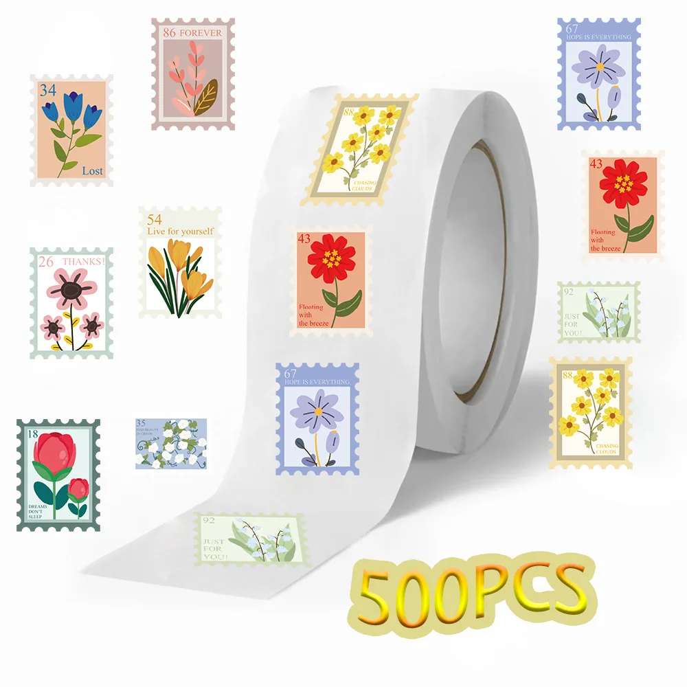 500 pçs flor selos rolo adesivo harajuku dos desenhos animados y2k moda scrapbook graffiti café diy scrapbooking telefone presentes decalques