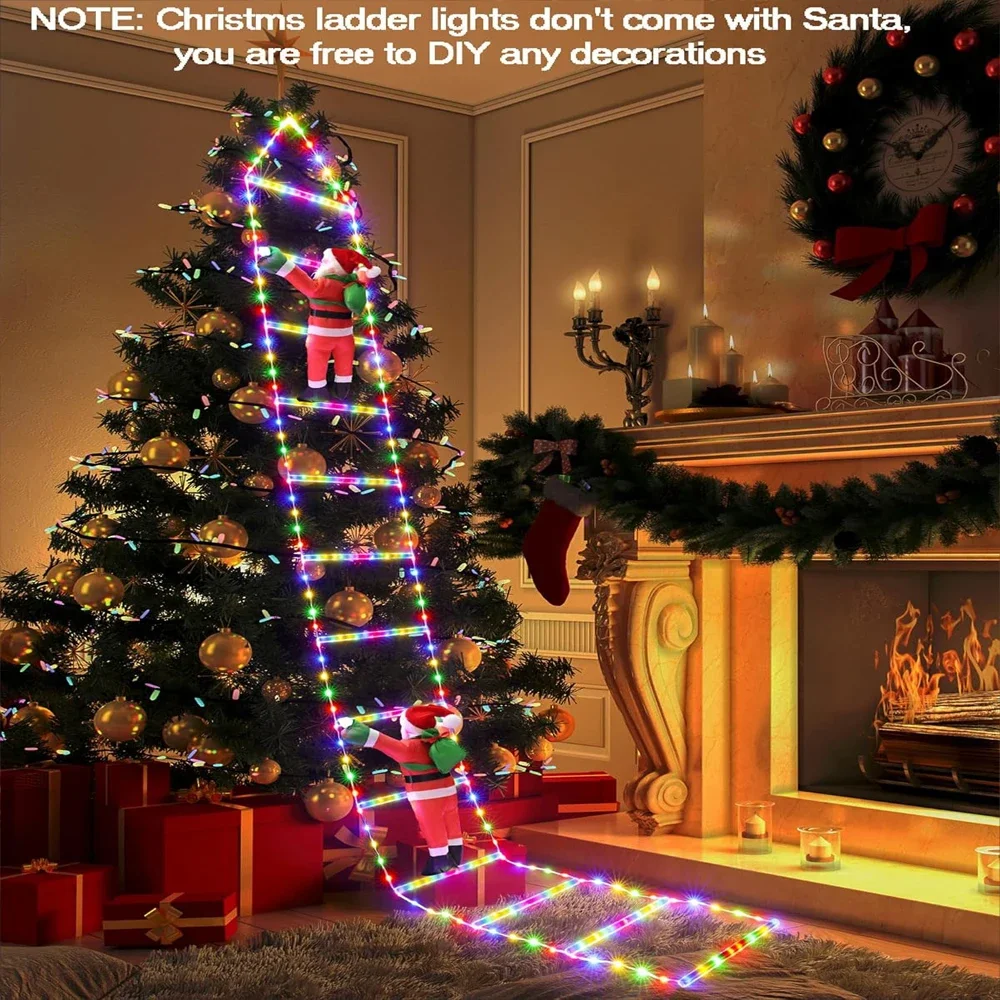 1.7 メートル/3 メートルサンタクロース登山はしご暖かい光クリスマス装飾家庭用屋外庭クリスマスツリー飾り新年ギフト