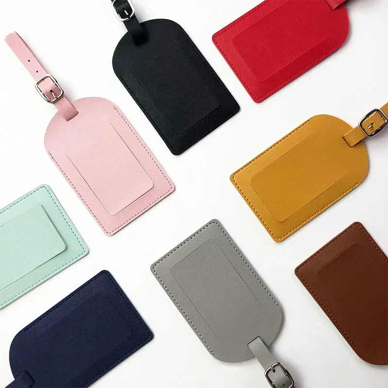 1PC PU หนังกระเป๋าเดินทางผู้หญิงผู้ชายเที่ยวบินวันหยุดอุปกรณ์เสริมกระเป๋าเดินทางแท็กชื่อ ID ที่อยู่ป้ายแท็กกระเป๋าสําหรับกระเป๋าเดินทาง