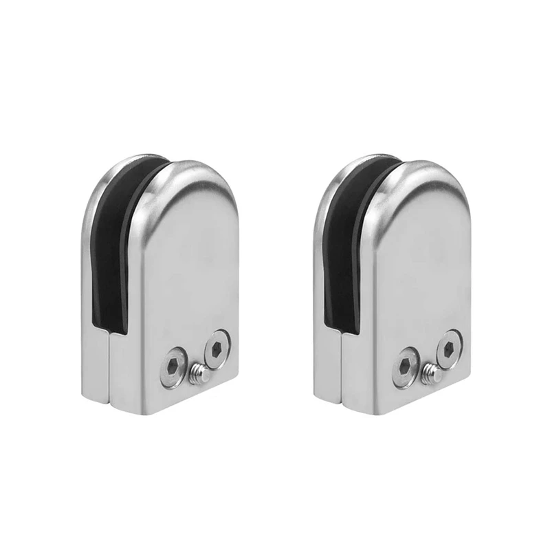 Caldo! Staffa in vetro regolabile con morsetto in vetro con retro piatto rotondo in acciaio inossidabile da 4 pezzi per corrimano per scale con balaustra (8-10Mm)